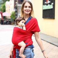 Xiangtat Baby Wrap Carrier Comfortable Infant Wrap Natural Cotton Hip Seat Baby Sling Carrier Backpack Pouch for Postpartum Newborn Birth to 35Lbs (Red)