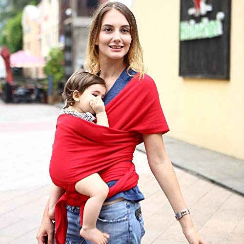  Xiangtat Baby Wrap Carrier Comfortable Infant Wrap Natural Cotton Hip Seat Baby Sling Carrier Backpack Pouch for Postpartum Newborn Birth to 35Lbs (Blue)