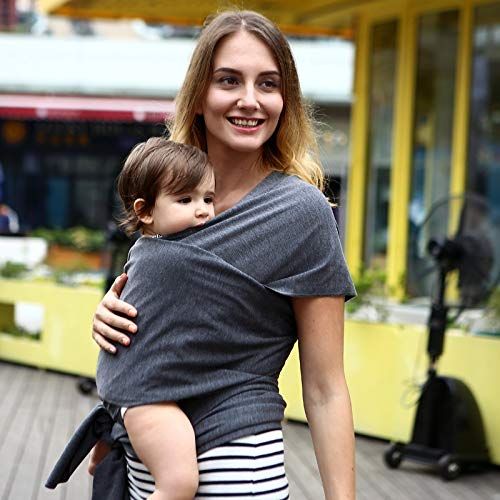  Xiangtat Baby Wrap Carrier Comfortable Infant Wrap Natural Cotton Hip Seat Baby Sling Carrier Backpack Pouch for Postpartum Newborn Birth to 35Lbs (Grey)