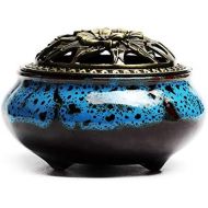 인센스스틱 Xiao Incense Burner with Calabash Incense Stick Holder - Porcelain Charcoal Censer for Use with Resin Granular Powder Cone or Coil Incense (Green)