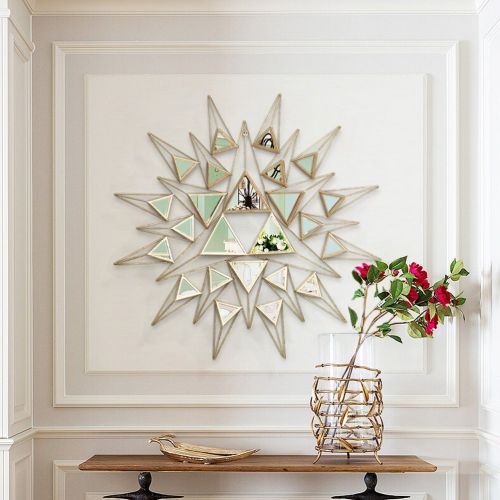  Xiao Jian-Daily necessities Xiao Jian Wrought Iron Wall Hanging Hollow Design Three-Dimensional Hand-Painted Gradient Layering for All Occasions Stereo Wall Decorative Mirror Mirror (Color : 88.388.3CM)