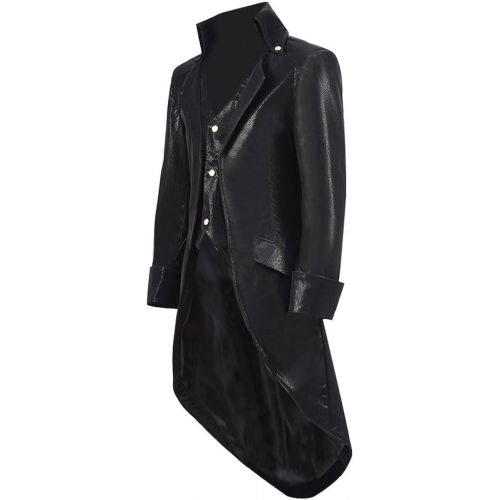  Xiao Maomi Men Boys Kids Tailcoat Steampunk Long Coat Jacket Formal Gothic Cosplay Costumes Victorian Rocker Themed Party