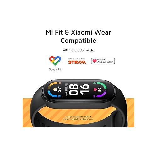 샤오미 Xiaomi Mi Smart Band 6 40% Larger 1.56'' AMOLED Touch Screen, Sleep Breathing Tracking, 5ATM Water Resistant, 14 Days Battery Life, 30 Sports Mode, Fitness, Steps, Sleep, Heart Rate Monitor