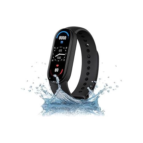 샤오미 Xiaomi Mi Smart Band 6 40% Larger 1.56'' AMOLED Touch Screen, Sleep Breathing Tracking, 5ATM Water Resistant, 14 Days Battery Life, 30 Sports Mode, Fitness, Steps, Sleep, Heart Rate Monitor