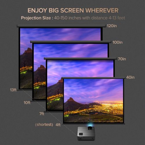  [아마존베스트]XIAOYA Outdoor Projector, HD Movie Projector Support 1080P, 4000 Lumens Home Theater Projector with HiFi Speaker, Compatible with HDMI, Fire Stick, USB (Black)