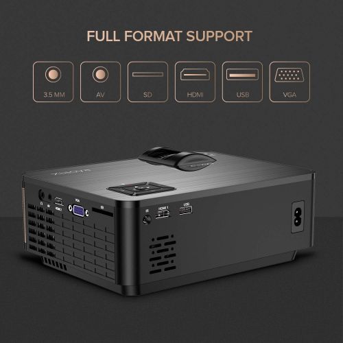  [아마존베스트]XIAOYA Outdoor Projector, HD Movie Projector Support 1080P, 4000 Lumens Home Theater Projector with HiFi Speaker, Compatible with HDMI, Fire Stick, USB (Black)