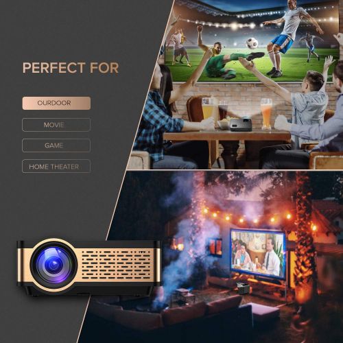  [아마존베스트]XIAOYA Outdoor Projector, HD Movie Projector Support 1080P, 4000 Lumens Home Theater Projector with HiFi Speaker, Compatible with HDMI, Fire Stick, USB (Black)