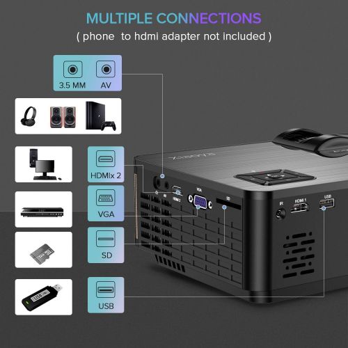  [아마존베스트]XIAOYA Outdoor Projector, HD Movie Projector Support 1080P, 4000 Lumens Home Theater Projector with HiFi Speaker, Compatible with HDMI, Fire Stick, USB (Black)