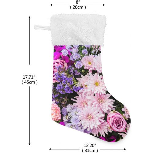 xigua Christmas Stockings,Purple Pink Flower Big Xmas Stockings Gift Decorations and Party Supplies, Used for Fireplace Decoration Socks 1PCS