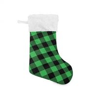 xigua 2PCS Green Black Buffalo Plaid Christmas Stocking 18 Inch, Xmas Stockings Party Decoration Hanging Ornament for Home Fireplace Decor