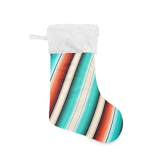  xigua 1 Pack Christmas Stocking, Mexican Serape Blanket Stripes Xmas Stockings Fireplace Decoration Hanging Ornament 17.7 Inch