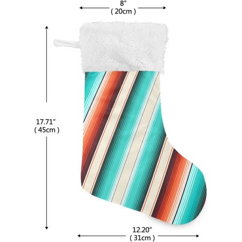  xigua 1 Pack Christmas Stocking, Mexican Serape Blanket Stripes Xmas Stockings Fireplace Decoration Hanging Ornament 17.7 Inch