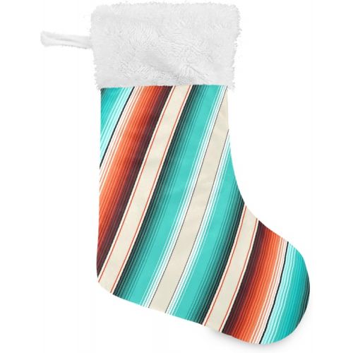  xigua 1 Pack Christmas Stocking, Mexican Serape Blanket Stripes Xmas Stockings Fireplace Decoration Hanging Ornament 17.7 Inch