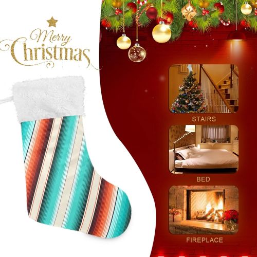  xigua 1 Pack Christmas Stocking, Mexican Serape Blanket Stripes Xmas Stockings Fireplace Decoration Hanging Ornament 17.7 Inch