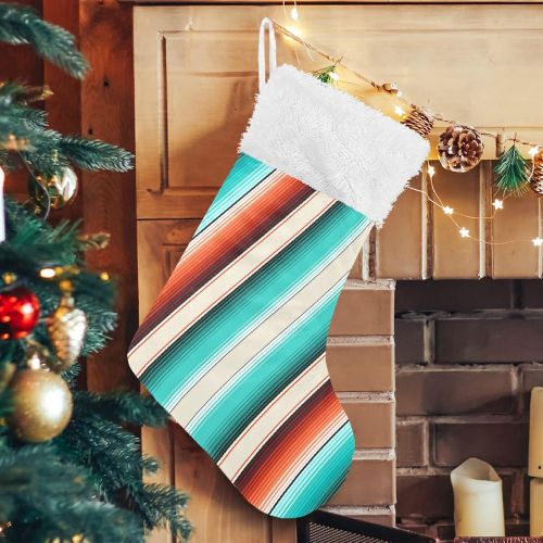  xigua 1 Pack Christmas Stocking, Mexican Serape Blanket Stripes Xmas Stockings Fireplace Decoration Hanging Ornament 17.7 Inch