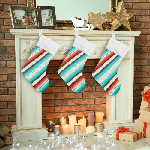  xigua 1 Pack Christmas Stocking, Mexican Serape Blanket Stripes Xmas Stockings Fireplace Decoration Hanging Ornament 17.7 Inch