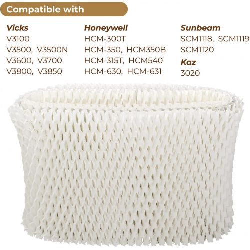  Ximoon Humidifier Filter Replacements for Vicks & Kaz WF2, Fit Vicks V3500N, V3100, V3900 Series, V3700, Sunbeam 1118 Series (4)