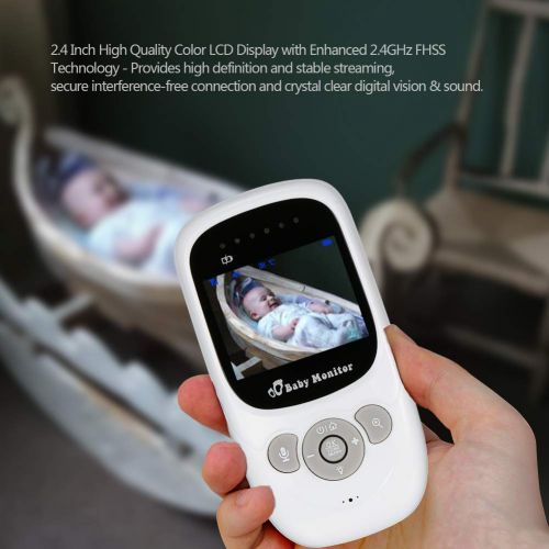  XinSiMan Baby Monitor with Camera and Audio, Infrared Night Vision Digital Camera with Temperature Detection, 2.4 Inch LCD Screen Display Video Baby Kids Monitor with Rechargeable Battery a