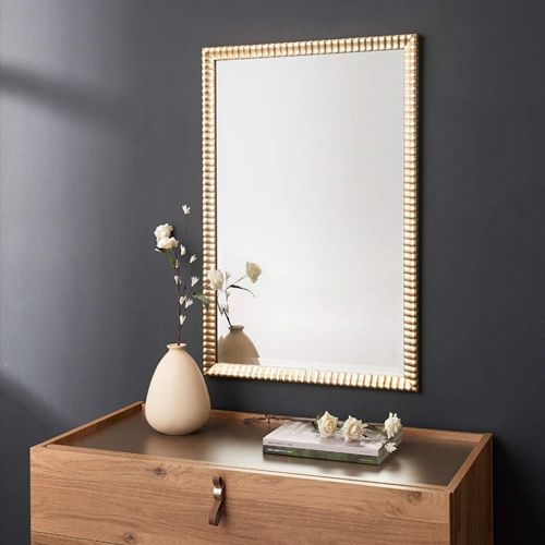  Xing Hua Shop Wall Mirror Home Wall Full-Length Mirror Living Room Wall Square Floor Fitting Mirror Home Bedroom Mirror Bathroom Mirror (Color : Gold, Size : 61912.5cm)