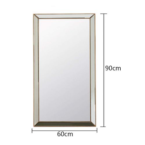 Xing Hua Shop Mirror Full Body Mirror Mirror Home Wall Mirror Fitting Mirror Living Room Mirror Square Mirror Wall Mount (Color : Gold, Size : 60906cm)