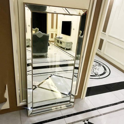  Xing Hua Shop Mirror Full Body Mirror Mirror Home Wall Mirror Fitting Mirror Living Room Mirror Square Mirror Wall Mount (Color : Gold, Size : 60906cm)