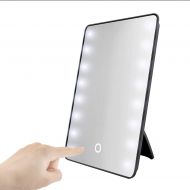 Xingny Makeup Mirror, Makeup Cosmetic Countertop Cordless Table Mirror Smart Touch 16LED Lighted Vanity Mirror (Color : Black)