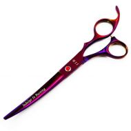 Xinjiahe 7-inch Curved Pet Scissors, Dog Grooming Tool, Suitable for Beauticians and Family DIY-Purple