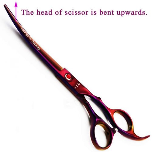  Xinjiahe 7-inch Curved Pet Scissors, Dog Grooming Tool, Suitable for Beauticians and Family DIY-Purple