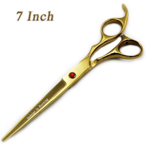 Xinjiahe 7 Inch Pet Scissors Dog Grooming Hair Cut Plating Gold Series Straight Scissor with Scissor Bag