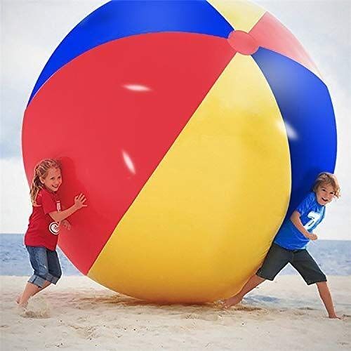  Xinqing Large Three-Color PVC Inflatable Ball Thickening Entertainment Decorative Ball, Swimming Pool Summer Inflatable Toy Beach Ball, Water Floating Ball Toy 1.5m You Deserve to
