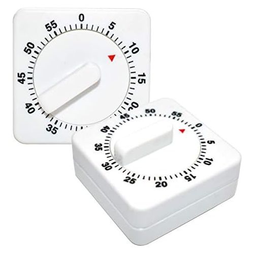  [아마존베스트]Xiuyer Kitchen Timer Mechanical 2 Pieces Portable Timer Square 60 Minute Countdown Egg Timer Analogue Timer with Loud Alarm for Baking Cooking Exercise (White)