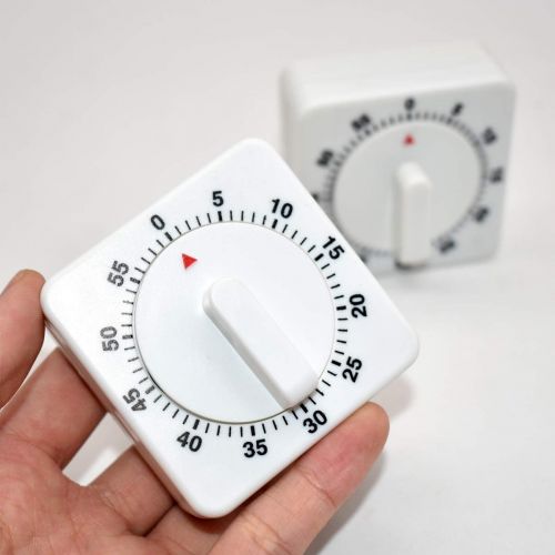  [아마존베스트]Xiuyer Kitchen Timer Mechanical 2 Pieces Portable Timer Square 60 Minute Countdown Egg Timer Analogue Timer with Loud Alarm for Baking Cooking Exercise (White)