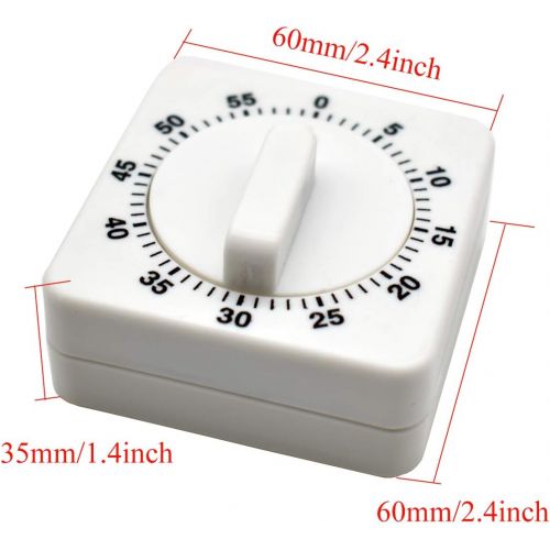  [아마존베스트]Xiuyer Kitchen Timer Mechanical 2 Pieces Portable Timer Square 60 Minute Countdown Egg Timer Analogue Timer with Loud Alarm for Baking Cooking Exercise (White)