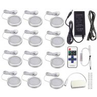 Xking 12 Pcs Dimmable Wireless Kitchen Under Cabinet Lighting And RF Remote Controller, DC12V Total 24W - Warm White