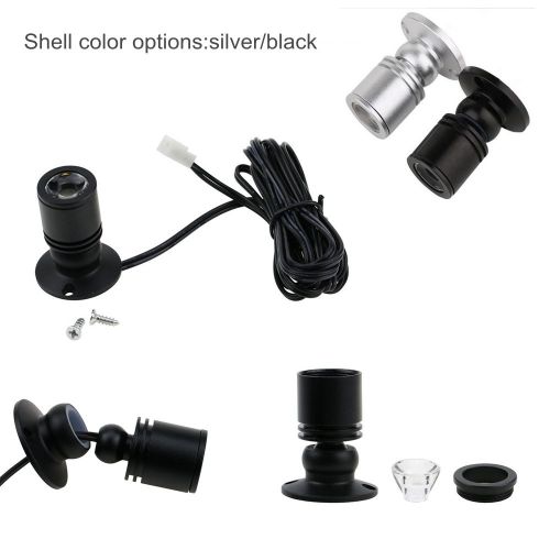  Xking Dimmable LED1.5W 12VDC Mini Spotlight Jewelry Showcase Display Lighting Fixture Black Shell Surface Mount with Online PWM Dimmer(Pack-4,Cold White 6000k)