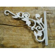 /Xlr8imports Cast Iron Victorian Style WHITE SCROLL Plant Hook Garden Hanger Wall Barn Fence