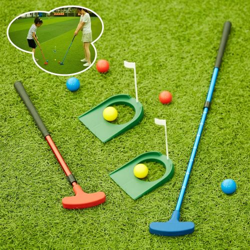  XonLio RGLZY 10 PCS Kid Golf Putters Set W/Balls and Putting Cup,Two-Way Retractable Putter(21-35 inch long) Right and Left Hand for Adults/Children,Golf Swing Trainer Aid Gift for All Ag