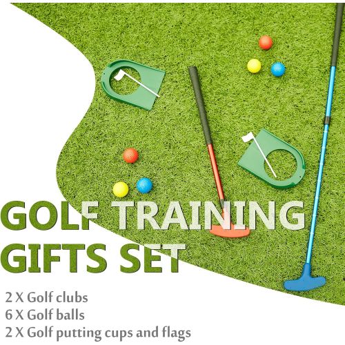  XonLio RGLZY 10 PCS Kid Golf Putters Set W/Balls and Putting Cup,Two-Way Retractable Putter(21-35 inch long) Right and Left Hand for Adults/Children,Golf Swing Trainer Aid Gift for All Ag