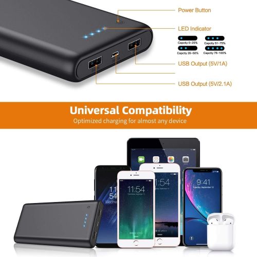  [아마존핫딜][아마존 핫딜] Xooparc Portable Charger Power Bank 25800mah Classic Portable Phone Charger High-Capacity Battery Pack Dual Output with 4 LED Indicators Charging External Battery Charger for Smartphone,An