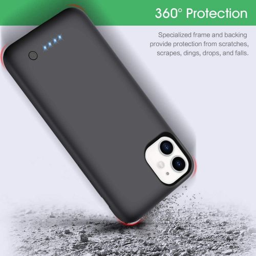  [아마존베스트]Xooparc Battery case for iPhone 11 [6800mah] Upgraded Charging Case Protective Portable Charger Case Rechargeable Extended Battery Pack for Apple iPhone 11 Charger case (6.1’) Back