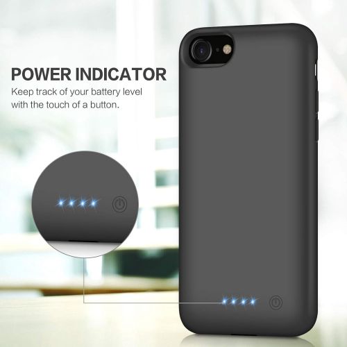  [아마존베스트]Battery case for iPhone 8/7, Xooparc [6000mah] Upgraded Charging Case Protective Portable Charger Case Rechargeable Extended Battery Pack for Apple iPhone 7/8(4.7) Backup Power Ban