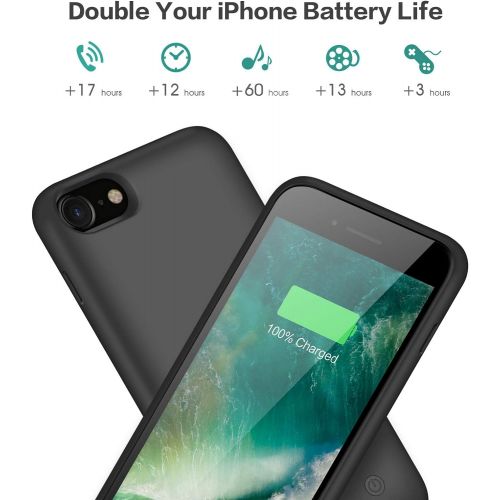  [아마존베스트]Battery case for iPhone 8/7, Xooparc [6000mah] Upgraded Charging Case Protective Portable Charger Case Rechargeable Extended Battery Pack for Apple iPhone 7/8(4.7) Backup Power Ban