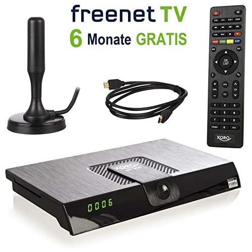  Xoro HRT 8720 KIT DVB T2 Receiver (HDTV, 6 Months Freenet TV, PVR, Active Indoor Antenna, 1.2 m HDMI Cable) Black