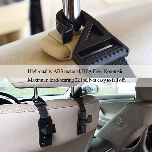  Xpassion Car Seat Hooks Car Headrest Hooks 4 Pack Vehicle Front Backseat Headrest Organizer Strong and Durable Hanger Storage for Handbags Purse Cloth Grocery Universal Car Headres