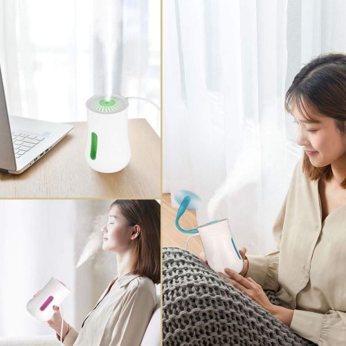  USB Luftbefeuchter, 10dB Ultra Leise Raumluftbefeuchter, Xpassion Mini Ultraschall Air Humidifier fuer das Schlafzimmer&Kinderzimmer, Tragbarer Luftbefeuchter mit 7 Farben fuer Haus