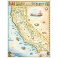 Xplorer Maps California Map Wall Art Poster - Authentic Hand Drawn Maps in Old World, Antique Style - Art Deco for Home Office Decor