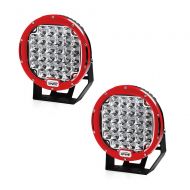 Xprite 96 Watt 9-inch Cree LED Fog Spotlight and Round Work Lamp with Roof Bar Bumper (2-Pack, Red)