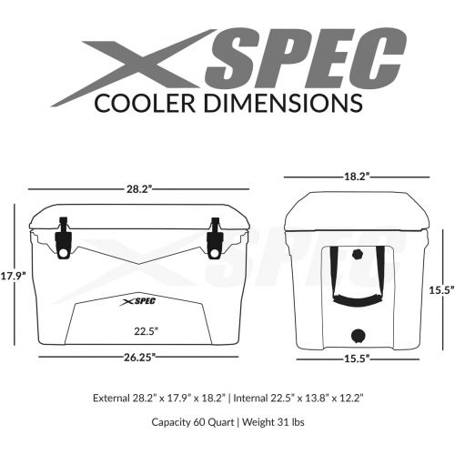  Xspec Roto Molded High Performance Camping Cooler Ice Chest Large Pro Tough Durable Outdoor Overland Rotomolded Hard Cooler