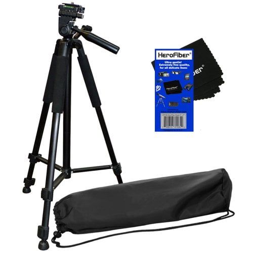 엑스테크 60 Pro Lightweight Photo Tripod & Carrying Case for Canon EOS M Compact Systems Camera, EOS Rebel T1i, T2i, T3, T3i, T4i, T5, T5i, T6, T6i & SL1 Digital SLR Cameras w HeroFiber Cl