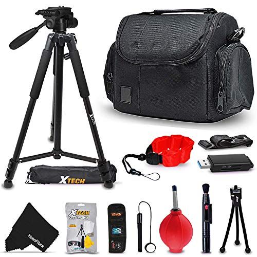 엑스테크 Xtech Premium Well Padded Camera CASE / BAG and Full Size 60” inch TRIPOD Accessories KIT for Canon POWERSHOT SX60 HS, SX50 HS, SX530 HS, SX520 HS, SX410 IS, SX610 HS, SX710 HS, SX400 IS